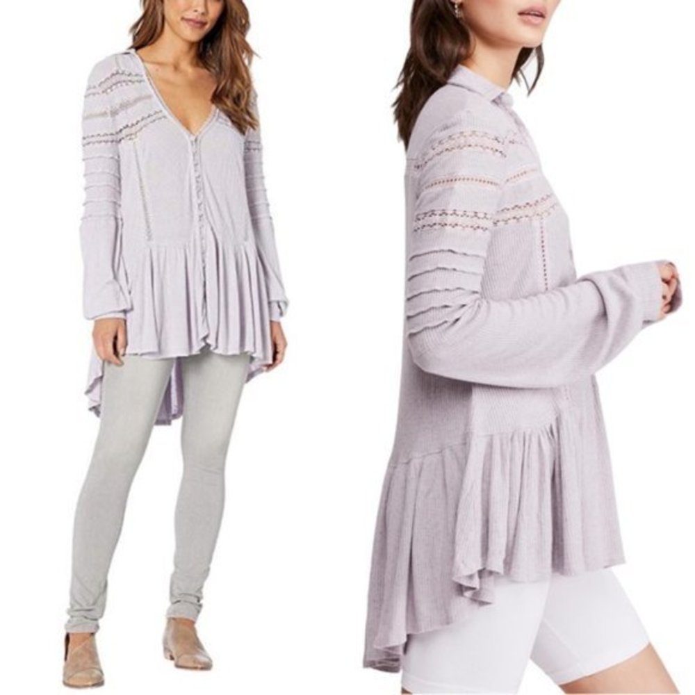 Free People Set To Stun Tunic Top in Lilac. S